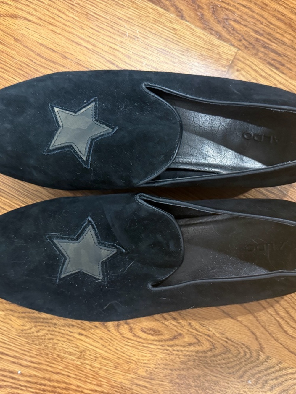 Aldo Black Suede Star Appliqué Loafers